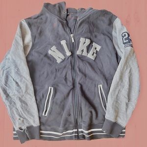Vintage Y2K Nike Cotton Distressed Hooded Zip-Up Jacket